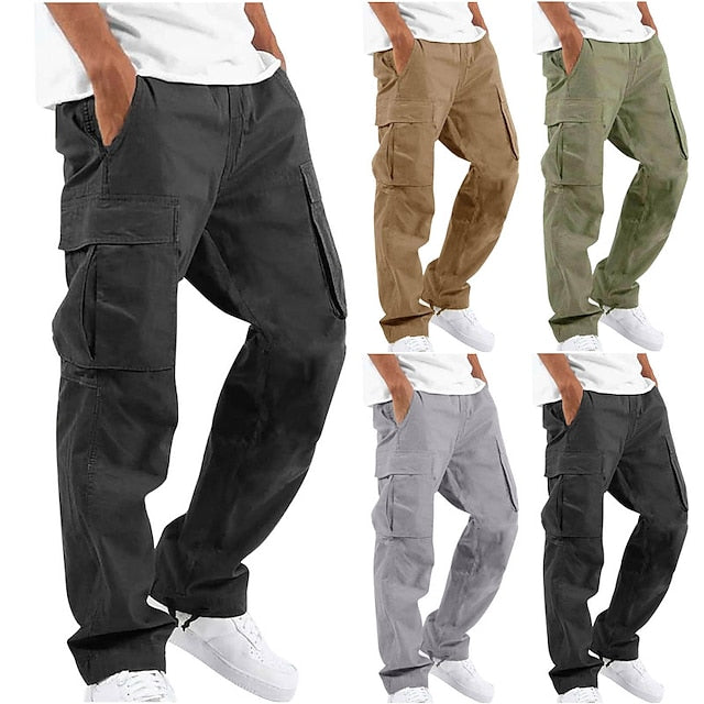 Men's Cargo Pants Cargo Trousers Joggers Trousers Leg Drawstring Multi Pocket Straight Leg Plain Comfort Breathable Casual Daily Fashion Streetwear Black Yellow