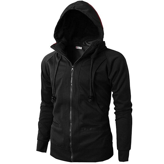 Men's Hoodie Full Zip Hoodie Jacket Outerwear Apricot Black Wine Army Green Navy Blue Hooded Plain Sports & Outdoor Daily Holiday Cool Casual Thin fleece Fall & Winter Clothing Apparel Hoodies