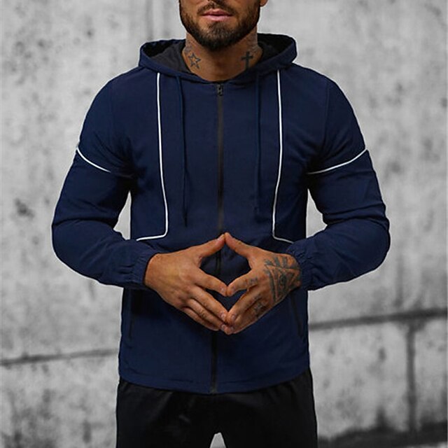 Men's Hoodie Outerwear Quarter Zipper Hoodie Black Navy Blue Gray Hooded Plain Patchwork Sports & Outdoor Daily Holiday Streetwear Cool Casual Spring &  Fall Clothing Apparel Hoodies Sweatshirts