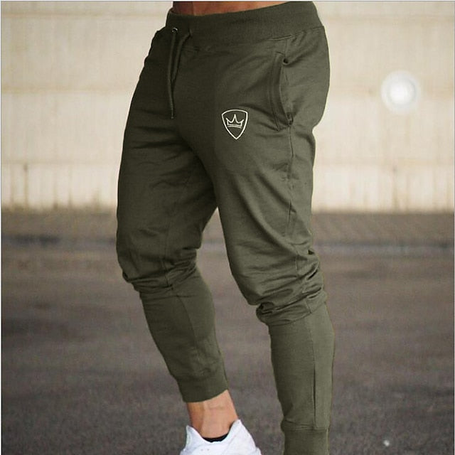 Men's Sweatpants Joggers Trousers Track Pants Drawstring Elastic Waist Geometric Pattern Sports Outdoor Cotton Blend Athleisure ArmyGreen Black