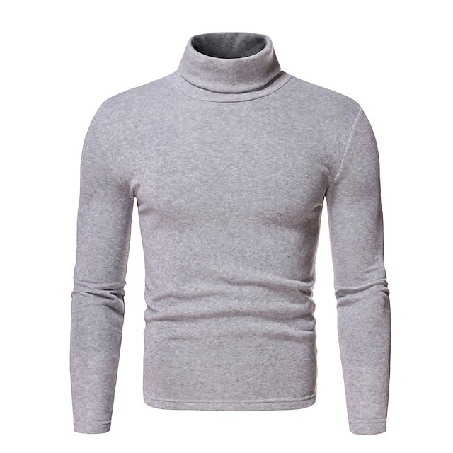 Men's T shirt Tee Turtleneck shirt Long Sleeve Shirt Rolled collar Casual Long Sleeve Clothing Apparel Distressed Essential