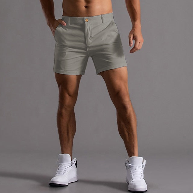 Men's Shorts Chino Shorts Bermuda shorts Work Shorts Pocket Straight Leg Plain Comfort Breathable Short Sports Outdoor Casual Daily Cotton Blend Fashion Streetwear Black White