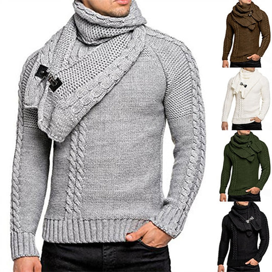 Men's Sweater Cardigan Turtleneck Sweater Knit Button Knitted Solid Color V Neck Stylish Vintage Style Clothing Apparel Winter Fall Black Army Green S M L