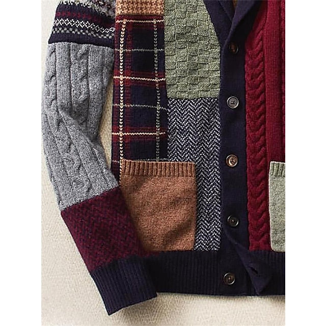 Men's Sweater Cardigan Jumper Knit Button Color Block Shirt Collar Stylish Fall Black M L XL / Cotton / Long Sleeve / Long Sleeve / Loose