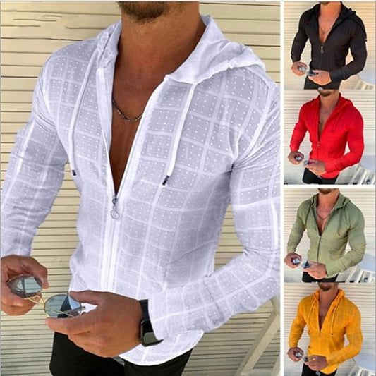 Men's Shirt Summer Shirt Casual Shirt Black White Yellow Red Green Long Sleeve Floral Hooded Casual Daily Drawstring Clothing Apparel Fashion Casual Breathable Comfortable