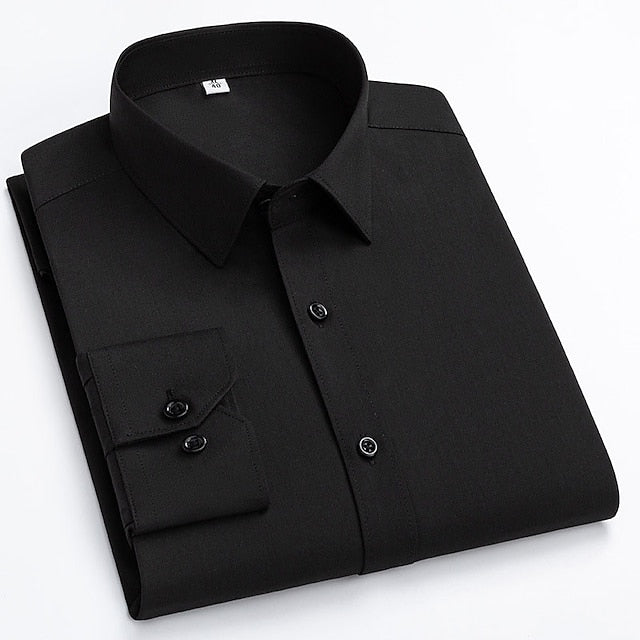 Men's Dress Shirt Black White Light Green Long Sleeve Solid / Plain Color Turndown Spring &  Fall Wedding Clothing Apparel