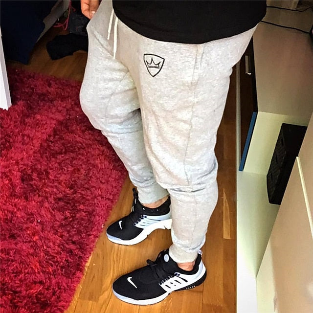 Men's Sweatpants Joggers Trousers Track Pants Drawstring Elastic Waist Geometric Pattern Sports Outdoor Cotton Blend Athleisure ArmyGreen Black