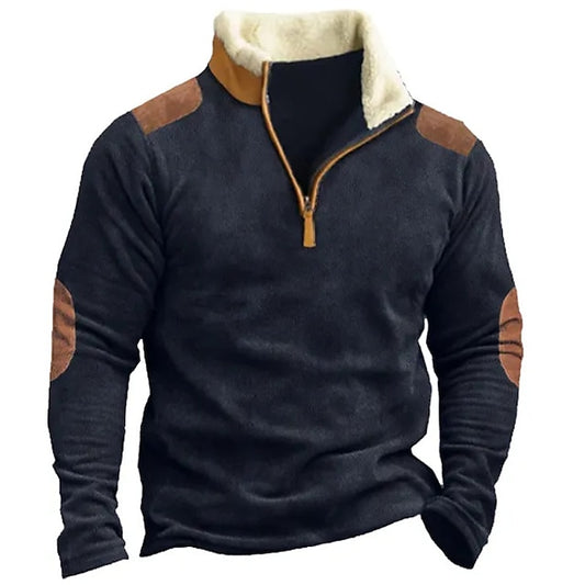 Men's Sweatshirt Zip Sweatshirt Black Navy Blue Beige Half Zip Color Block Patchwork Sports & Outdoor Daily Holiday Streetwear Casual Thin fleece Fall & Winter Clothing Apparel Hoodies Sweatshirts