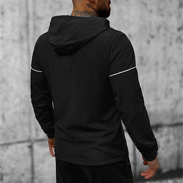 Men's Hoodie Outerwear Quarter Zipper Hoodie Black Navy Blue Gray Hooded Plain Patchwork Sports & Outdoor Daily Holiday Streetwear Cool Casual Spring &  Fall Clothing Apparel Hoodies Sweatshirts