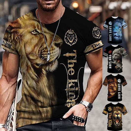 Men's Unisex T shirt Tee Tiger Graphic Prints Crew Neck Black-White Silver+golden Gold + Black Black Yellow 3D Print Outdoor Street Short Sleeve Print Clothing Apparel Sports Casual Big and Tall