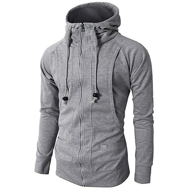 Men's Hoodie Full Zip Hoodie Jacket Outerwear Apricot Black Wine Army Green Navy Blue Hooded Plain Sports & Outdoor Daily Holiday Cool Casual Thin fleece Fall & Winter Clothing Apparel Hoodies