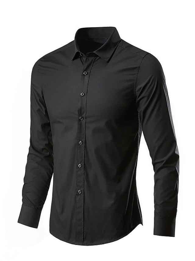 Men's Button Up Shirt Dress Shirt Collared Shirt Black White Pink Long Sleeve Plain Collar Spring Fall Wedding Work Clothing Apparel