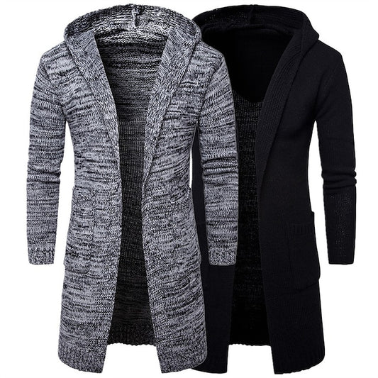 Men's Sweater Cardigan Sweater Sweater Hoodie Ribbed Knit Tunic Knitted Solid Color Hooded Basic Stylish Outdoor Daily Clothing Apparel Winter Fall Black Gray M L XL