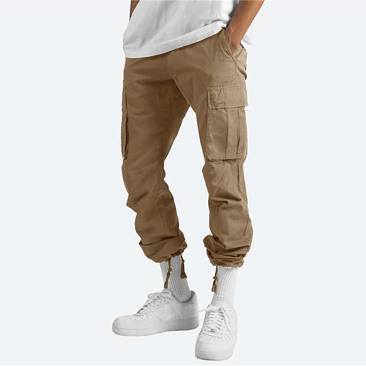 Men's Cargo Pants Cargo Trousers Joggers Trousers Leg Drawstring Multi Pocket Straight Leg Plain Comfort Breathable Casual Daily Fashion Streetwear Black Yellow