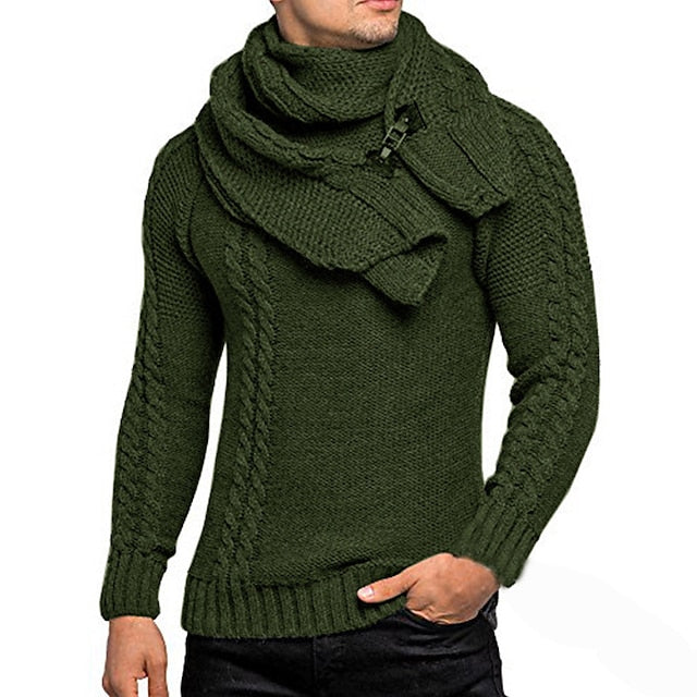 Men's Sweater Cardigan Turtleneck Sweater Knit Button Knitted Solid Color V Neck Stylish Vintage Style Clothing Apparel Winter Fall Black Army Green S M L