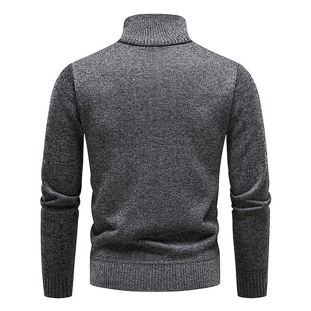 Men's Pullover Sweater Jumper Fleece Sweater Ribbed Knit Zipper Knitted Color Block Half Zip Basic Keep Warm Work Daily Wear Clothing Apparel Fall & Winter Blue Red & White M L XL