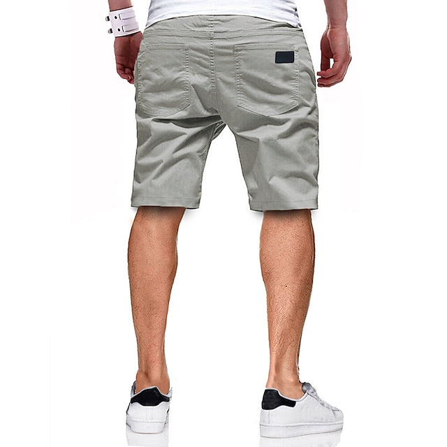 Men's Cargo Shorts Shorts Casual Shorts Hiking Shorts Pocket Drawstring Elastic Waist Solid Color Knee Length Sports Outdoor Running Streetwear Stylish ArmyGreen Black