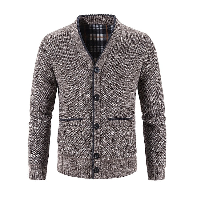 Men's Sweater Cardigan Fleece Sweater Knit Knitted Solid Color V Neck Stylish Daily Clothing Apparel Winter Red Blue XS S M