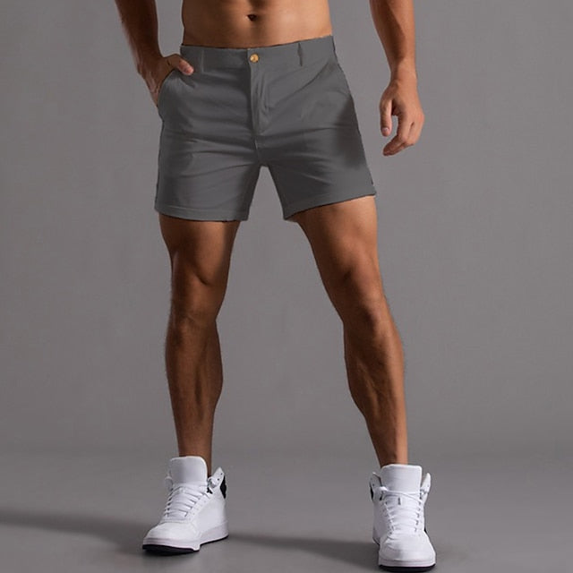 Men's Shorts Chino Shorts Bermuda shorts Work Shorts Pocket Straight Leg Plain Comfort Breathable Short Sports Outdoor Casual Daily Cotton Blend Fashion Streetwear Black White