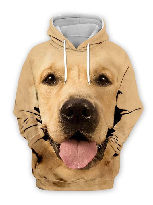 Men's Hoodies Hooded Dog Graphic Prints Long Sleeve Kangaroo Pocket Designer Hoodie Khaki Casual Daily Sports Sportswear Pullover Hoodie