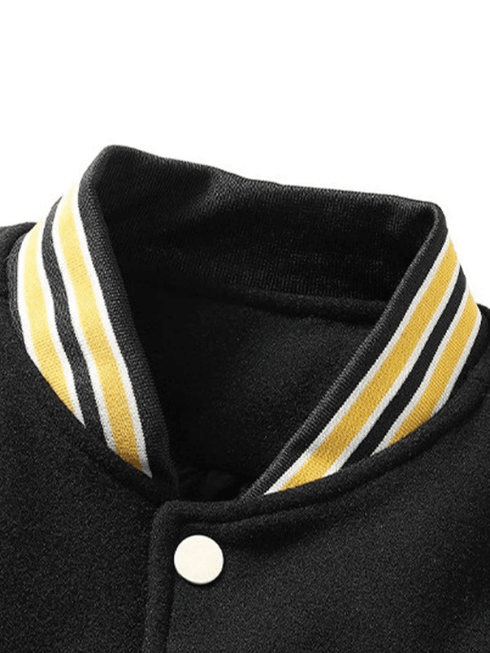 Foruwish - Men's Embroidery Button-Up Varsity Jacket