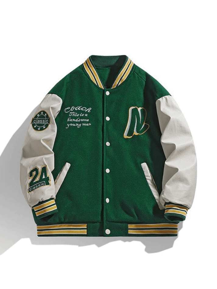 Foruwish - Men's Embroidery Button-Up Varsity Jacket