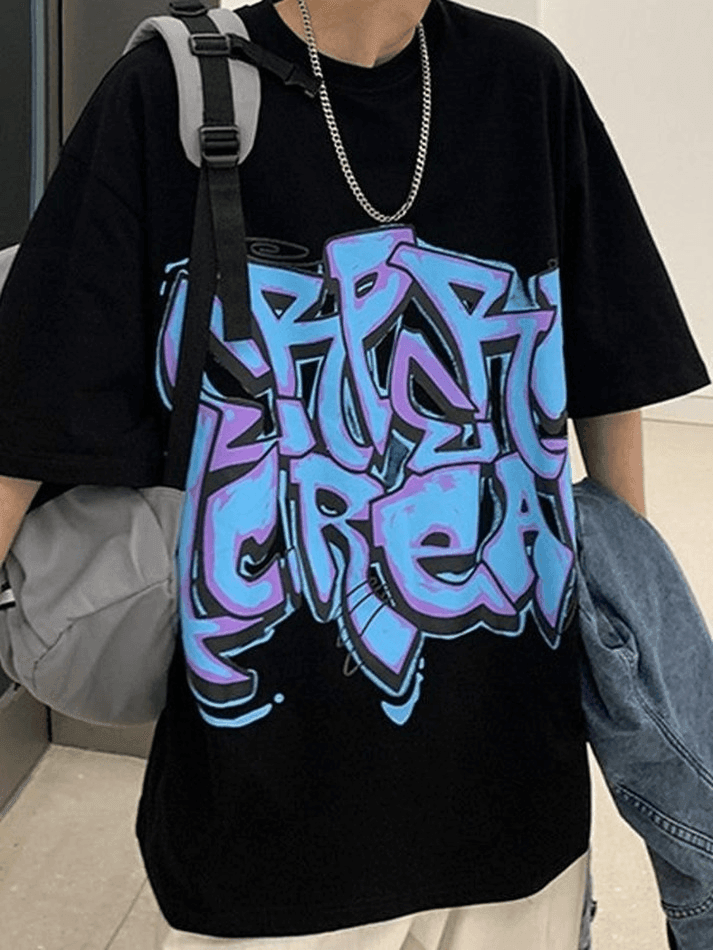 Foruwish - Men's Graffiti Letter Graphic Tee