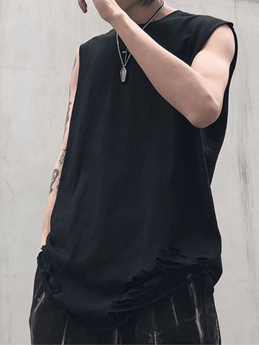 Foruwish - Men's Punk Distressed Vest