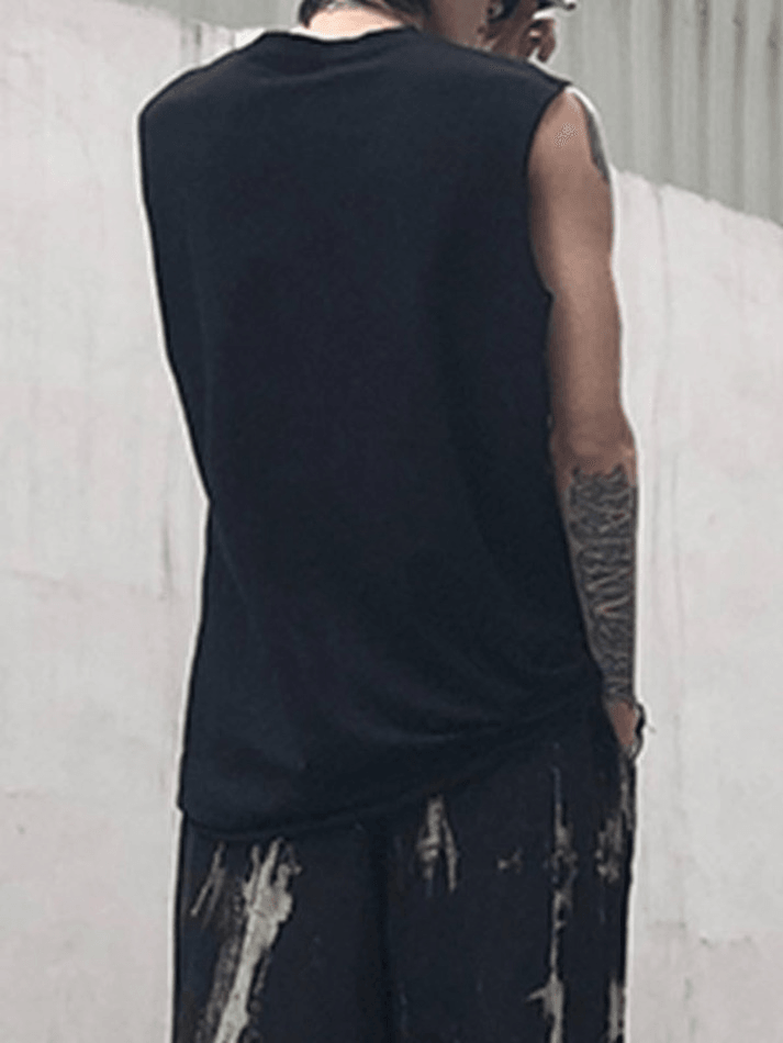 Foruwish - Men's Punk Distressed Vest