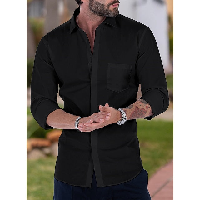 Men's Button Up Shirt Dress Shirt Collared Shirt French Cuff Shirts Black White Pink Long Sleeve Waves Turndown All Seasons Wedding Work Clothing Apparel Button-Down