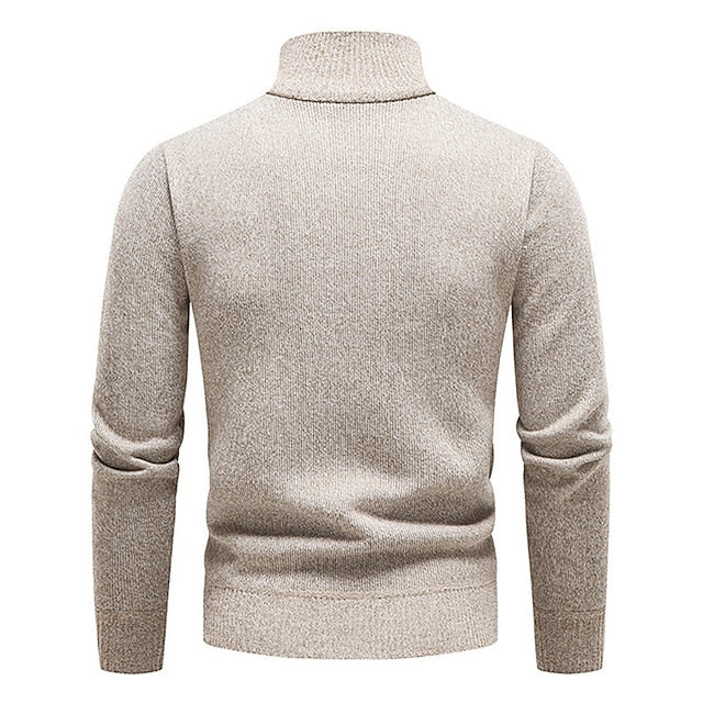 Men's Pullover Sweater Jumper Fleece Sweater Ribbed Knit Zipper Knitted Color Block Half Zip Basic Keep Warm Work Daily Wear Clothing Apparel Fall & Winter Blue Red & White M L XL