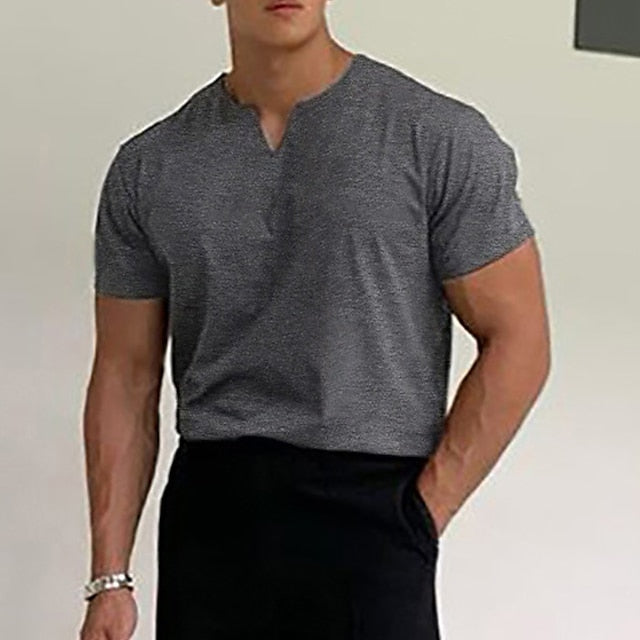 Men's T shirt Tee Plain V Neck Casual Holiday Short Sleeve Clothing Apparel Sports Fashion Lightweight Muscle