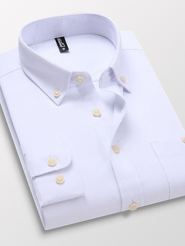 Men's Dress Shirt Button Down Shirt Collared Shirt Light Pink White Royal Blue Long Sleeve Plain Spring &  Fall Wedding Work Clothing Apparel
