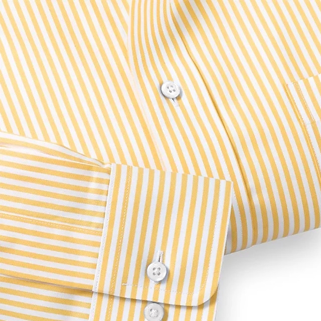 Men's Button Up Shirt Dress Shirt Collared Shirt Yellow Blue Green Long Sleeve Striped Turndown Summer Spring Wedding Outdoor Clothing Apparel Button-Down