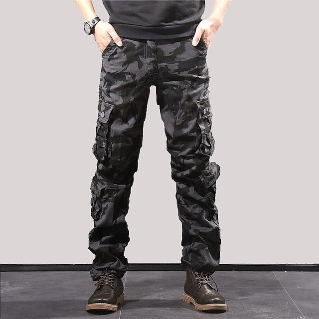 Men's Cargo Pants Cargo Trousers Trousers Tactical Work Pants Straight Leg Flap Pocket Plain Comfort Breathable Full Length Outdoor Work Basic Tactical Gray Green Grass Green Inelastic