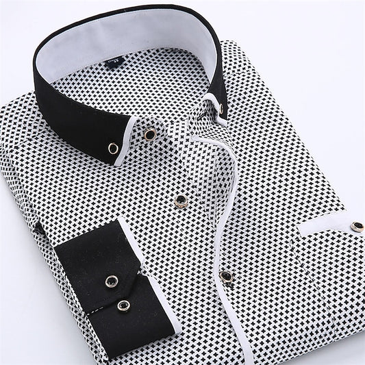 Men's Dress Shirt Button Down Shirt Collared Shirt Black White Red Long Sleeve Polka Dot Turndown Summer Spring Wedding Outdoor Clothing Apparel Button-Down