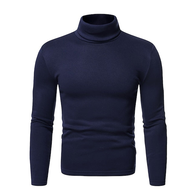 Men's T shirt Tee Turtleneck shirt Long Sleeve Shirt Rolled collar Casual Long Sleeve Clothing Apparel Distressed Essential