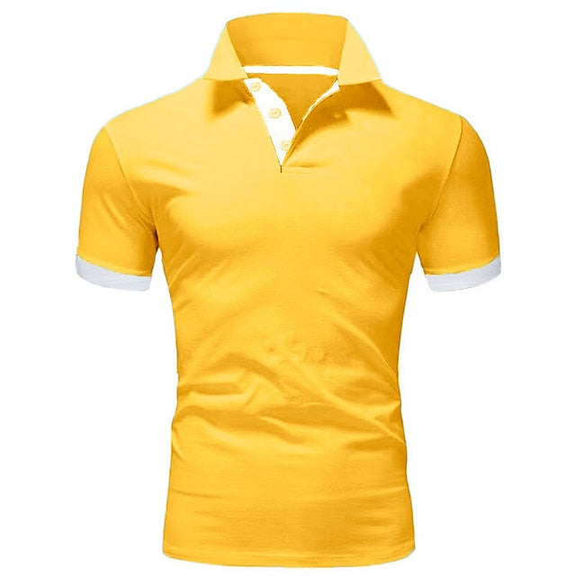 Men's Polo Shirt Golf Shirt Outdoor Casual Polo Collar Classic Short Sleeve Basic Classic Solid Color Button Front Button-Down Summer Regular Fit Apple Green Light Pink Golden yellow Lake blue Black