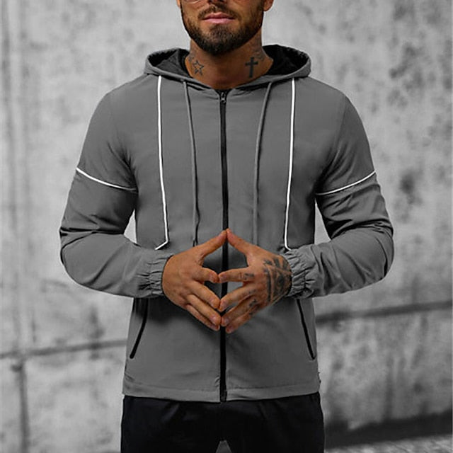 Men's Hoodie Outerwear Quarter Zipper Hoodie Black Navy Blue Gray Hooded Plain Patchwork Sports & Outdoor Daily Holiday Streetwear Cool Casual Spring &  Fall Clothing Apparel Hoodies Sweatshirts