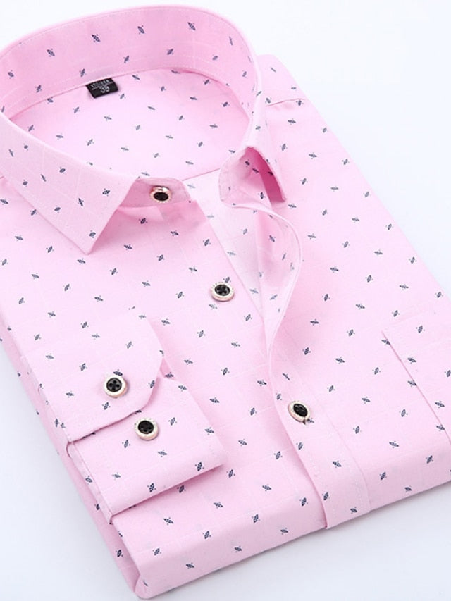 Men's Button Up Shirt Dress Shirt Collared Shirt White Pink Blue Long Sleeve Graphic Prints Wedding Party Clothing Apparel