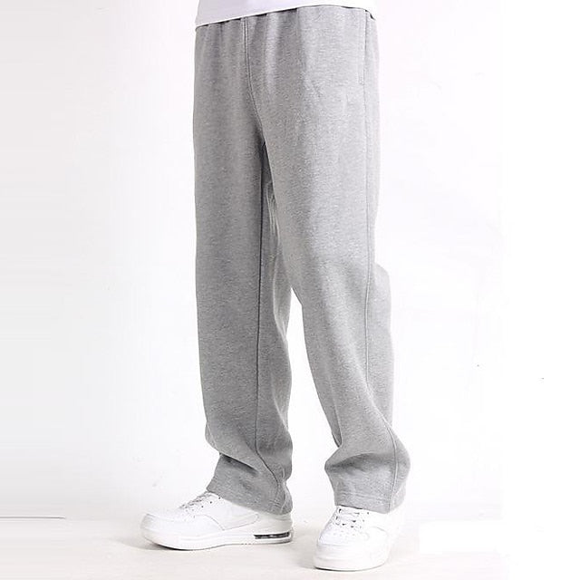 Men's Sweatpants Joggers Trousers Elastic Waist Straight Leg Solid Color Plain Breathable Comfortable Full Length Sports Outdoor Daily Wear Cotton Blend Casual / Sporty Athleisure Black Wine