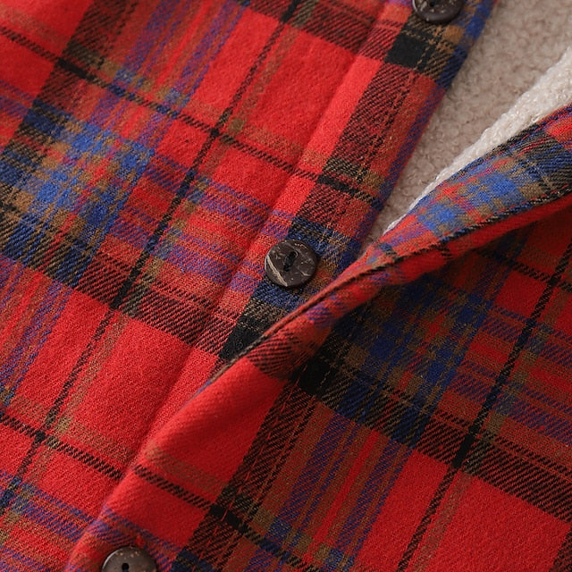 Men's Winter Jacket Shirt Jacket Winter Coat Sherpa jacket Casual Warm Winter Plaid / Check Red Jacket