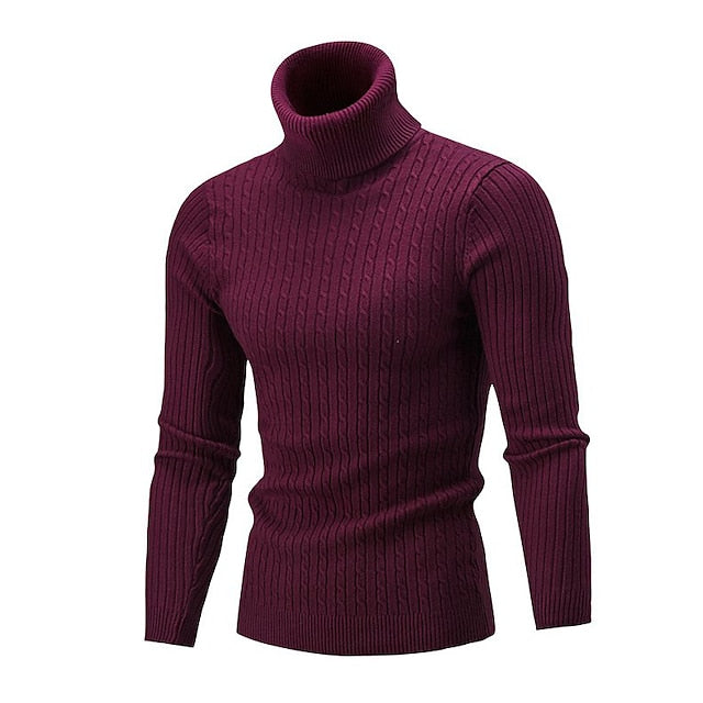 Men's Sweater Pullover Sweater Jumper Turtleneck Sweater Cable Knit Retro Stylish Color Block Turtleneck Beaded Edge Sweaters Daily Holiday Clothing Apparel Winter Black White XS S M
