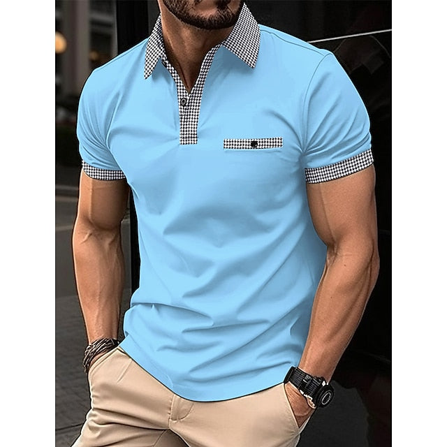 Men's Polo Shirt Golf Shirt Casual Holiday Lapel Quarter Zip Short Sleeve Fashion Basic Plain Quarter Zip Summer Regular Fit Black White Dark Navy Blue Polo Shirt