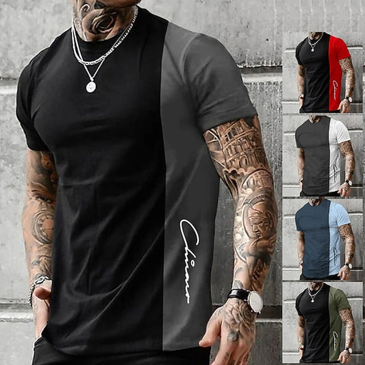 Men's T shirt Tee Tee Graphic Color Block Crew Neck Clothing Apparel 3D Print Outdoor Casual Short Sleeve Print Vintage Fashion Designer