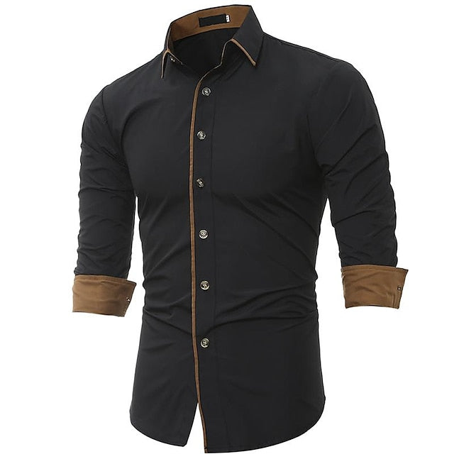 Men's Button Up Shirt Dress Shirt Collared Shirt Black White Grey Long Sleeve Plain Collar Spring, Fall, Winter, Summer Wedding Work Clothing Apparel collared shirts