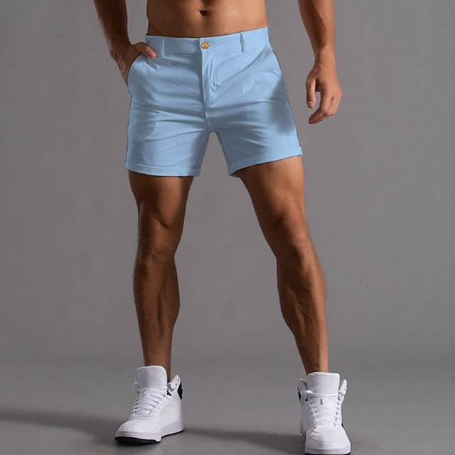 Men's Shorts Chino Shorts Bermuda shorts Work Shorts Pocket Straight Leg Plain Comfort Breathable Short Sports Outdoor Casual Daily Cotton Blend Fashion Streetwear Black White