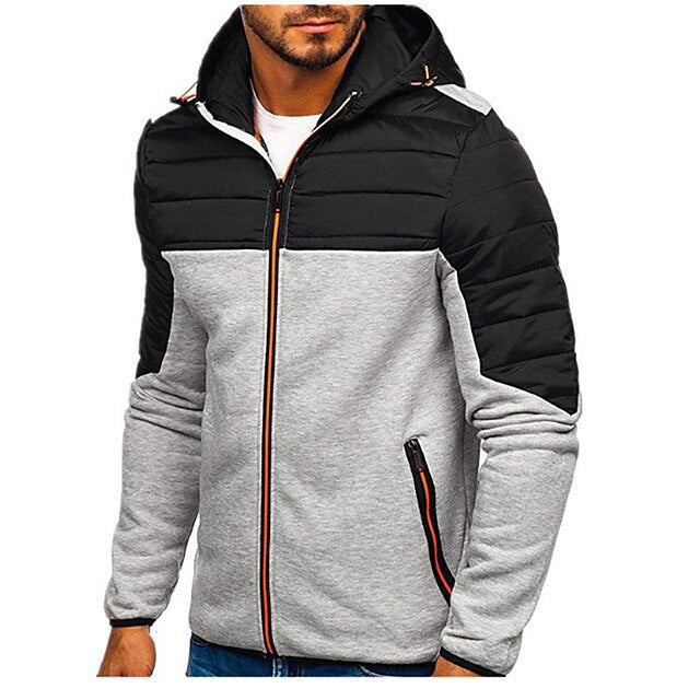 Men's Hoodie Full Zip Hoodie Jacket Outerwear Black Navy Blue Gray Hooded Color Block Patchwork Sports & Outdoor Daily Holiday Streetwear Cool Casual Fall & Winter Clothing Apparel Hoodies