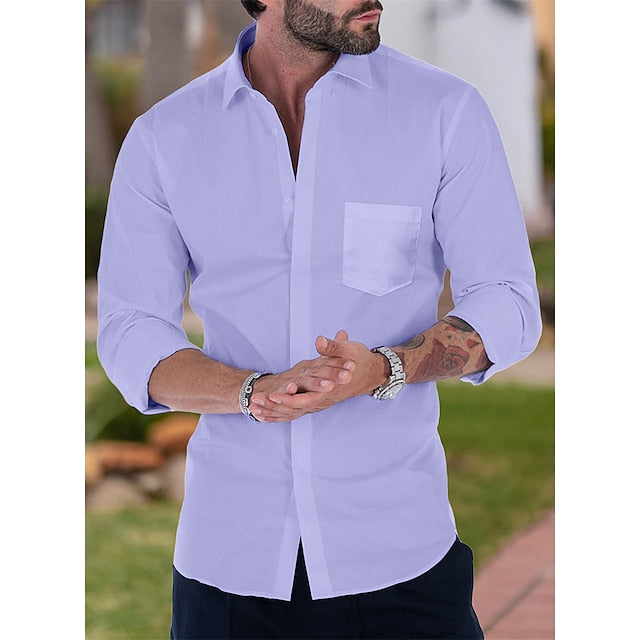 Men's Button Up Shirt Dress Shirt Collared Shirt French Cuff Shirts Black White Pink Long Sleeve Waves Turndown All Seasons Wedding Work Clothing Apparel Button-Down