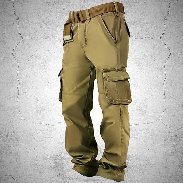 Men's Cargo Pants Trousers Multi Pocket Plain Wearable Outdoor Casual Daily Cotton Blend Fashion Classic Army Yellow Black